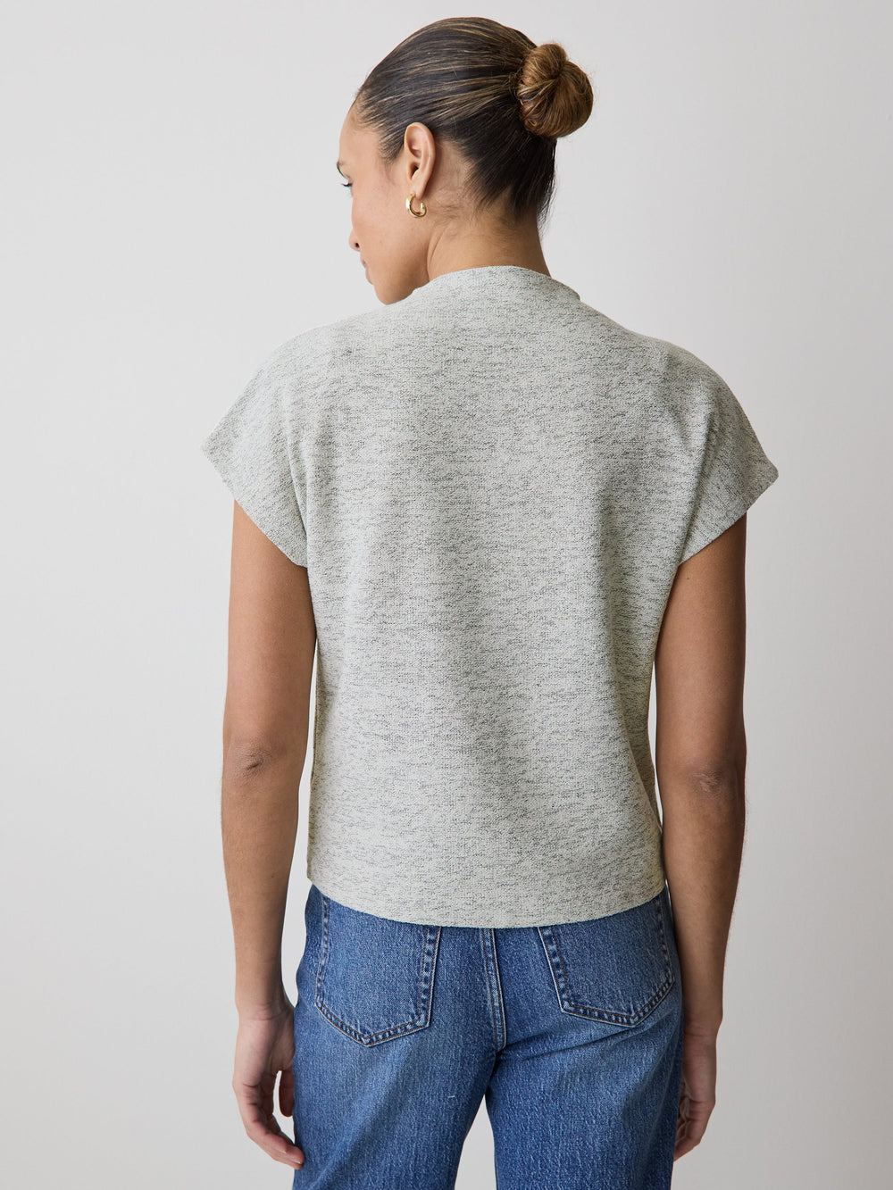 Extended-Sleeve Mock-Neck Textured Top rw&co Exclusive Sale Price