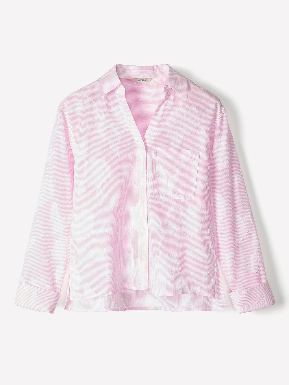 Long-Sleeve Buttoned-Down Textured Blouse rw&co On Sale