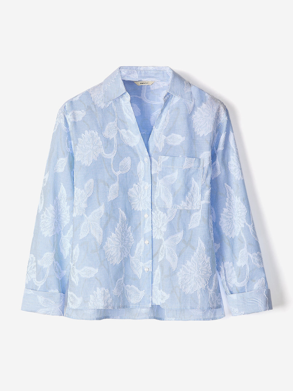 Long-Sleeve Buttoned-Down Textured Blouse rw&co On Sale