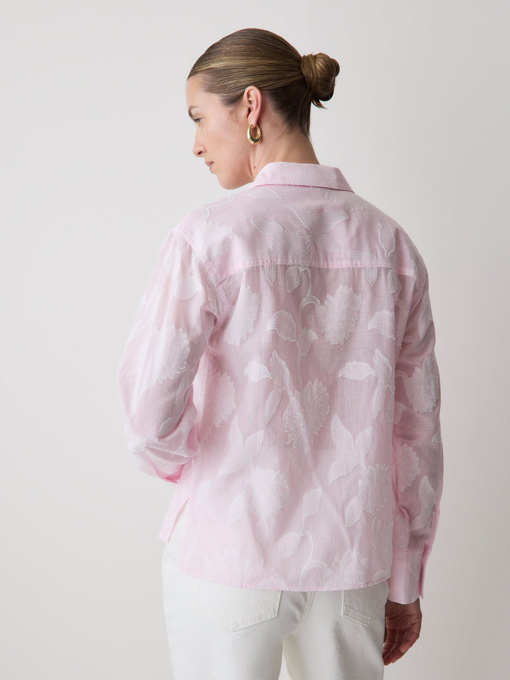 Long-Sleeve Buttoned-Down Textured Blouse rw&co On Sale