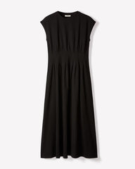 Extended-Sleeve Crew-Neck Midi Dress with Pintucks rw&co Special Promo Price