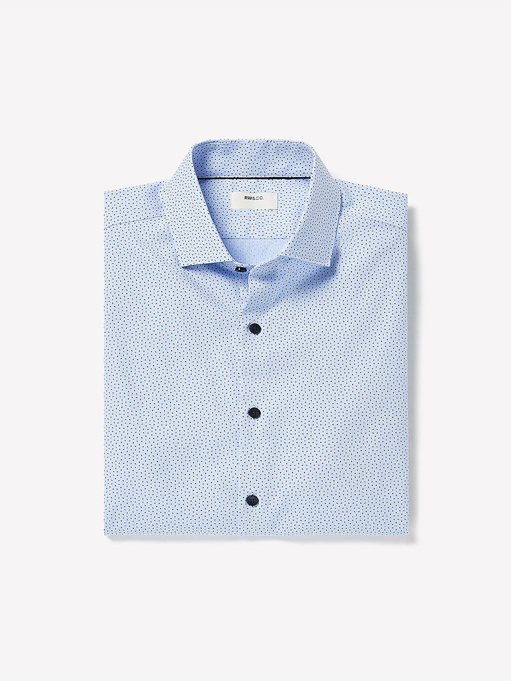 Navy Tailored Fit Dress Shirt with Geo Pattern rw&co Limited Time Discount