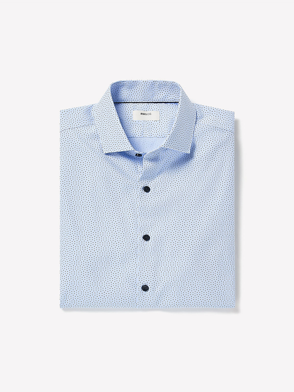 Navy Tailored Fit Dress Shirt with Geo Pattern rw&co Limited Time Discount