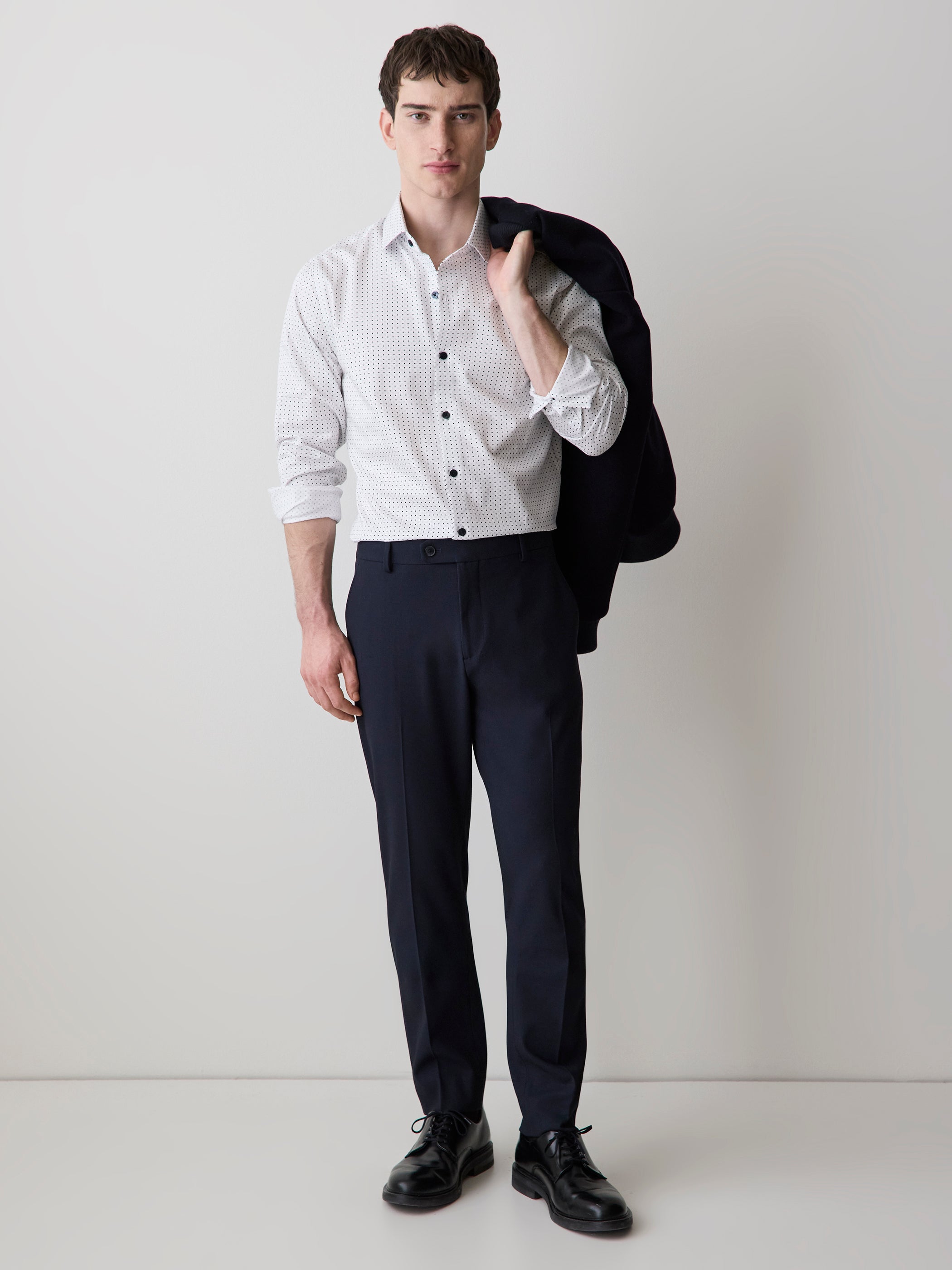 Slim Fit Dress Shirt With Micro Geometric Pattern rw&co Exclusive Sale Price