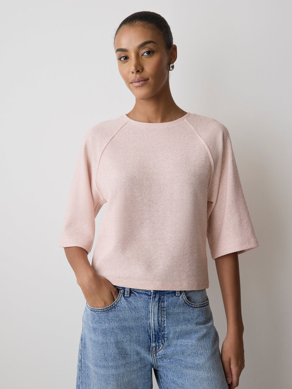 Long-Raglan-Sleeve Crew-Neck Top rw&co Special Offer