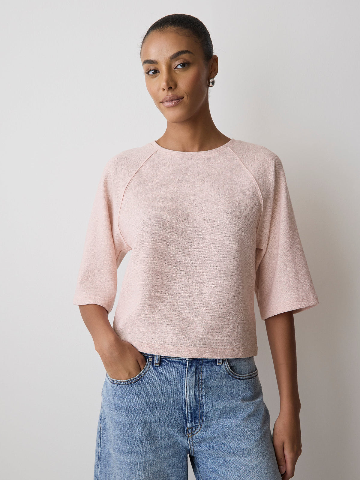 Long-Raglan-Sleeve Crew-Neck Top rw&co Special Offer