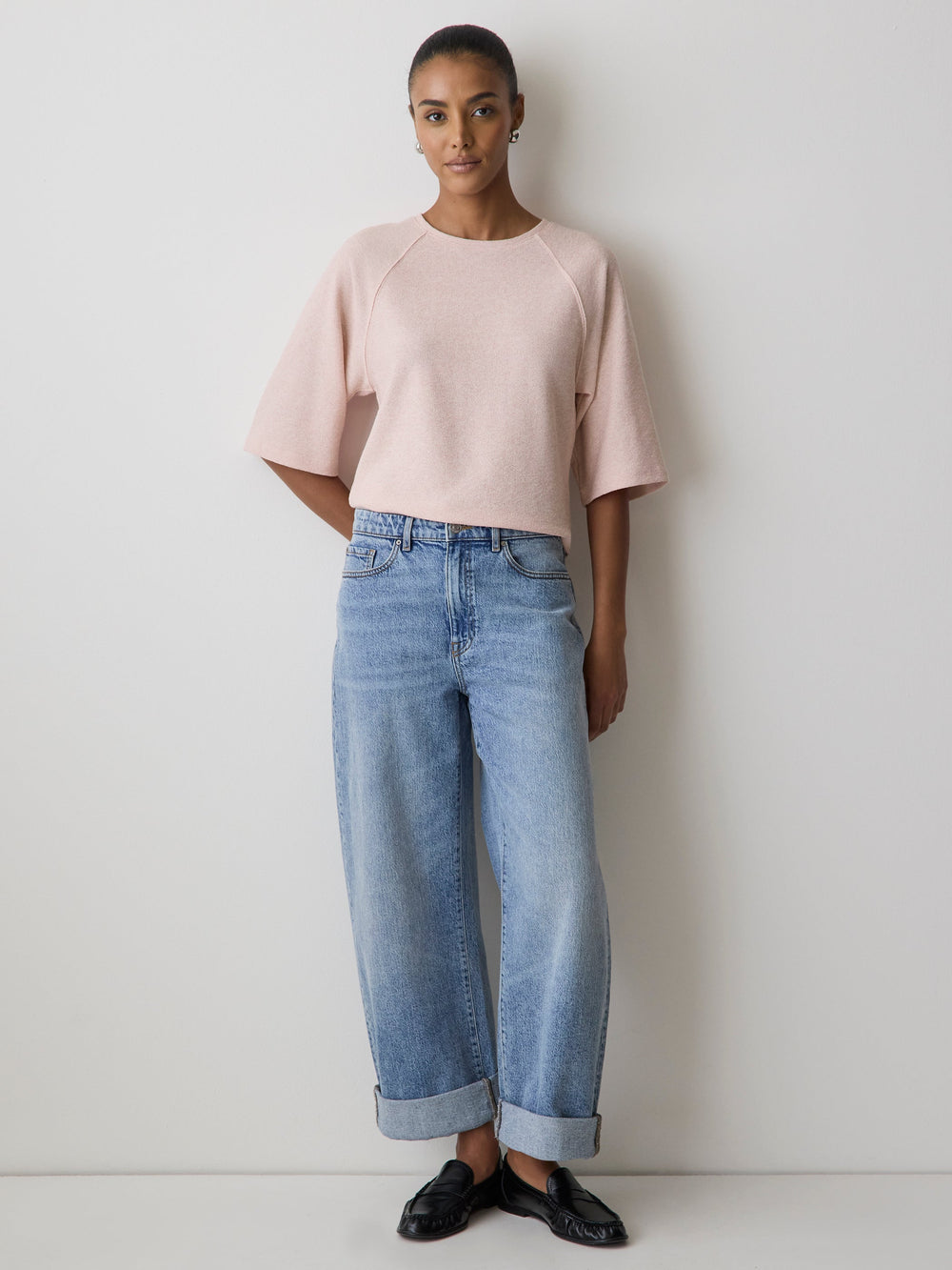 Long-Raglan-Sleeve Crew-Neck Top rw&co Special Offer