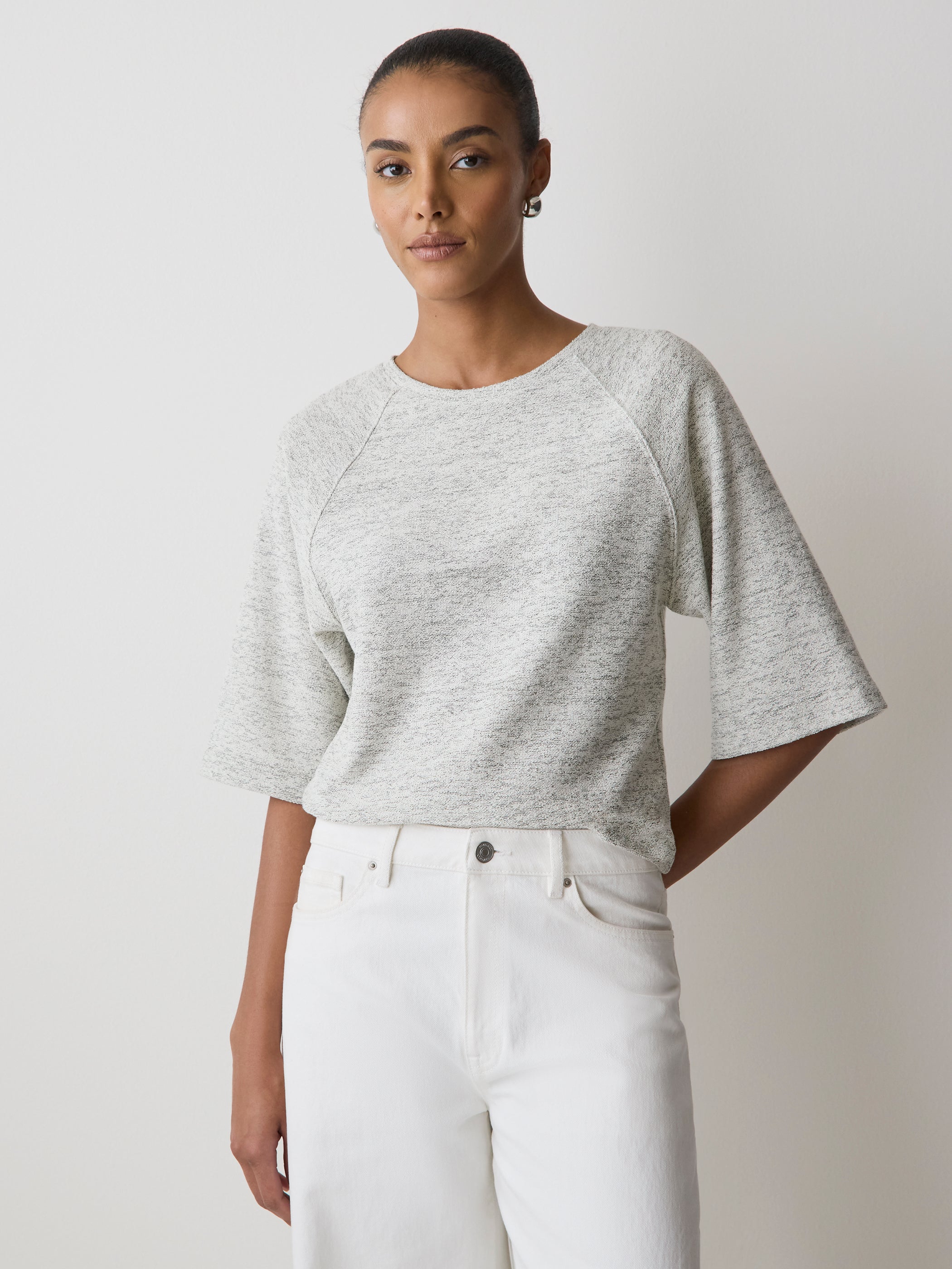 Long-Raglan-Sleeve Crew-Neck Top rw&co Special Offer