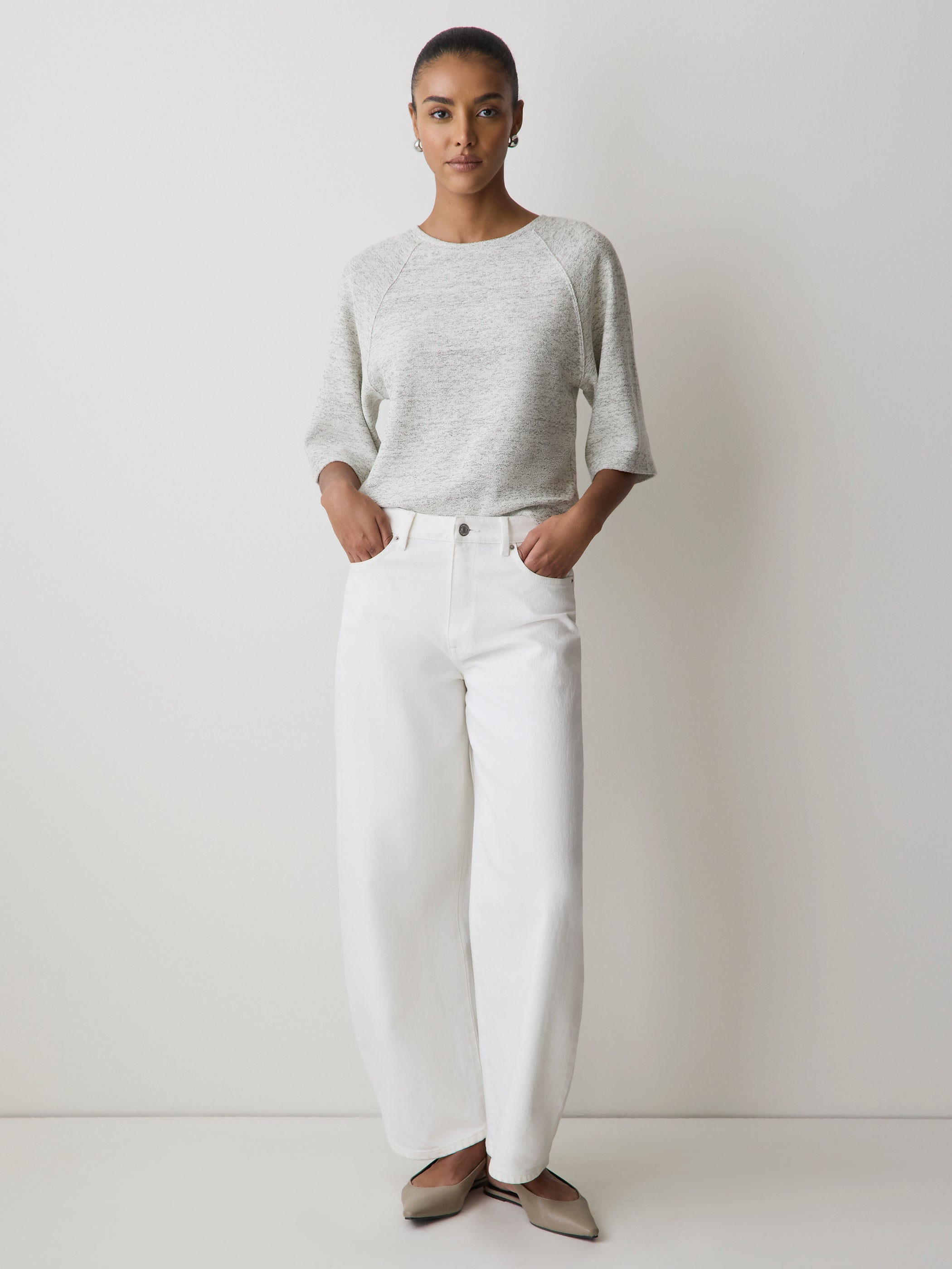 Long-Raglan-Sleeve Crew-Neck Top rw&co Special Offer
