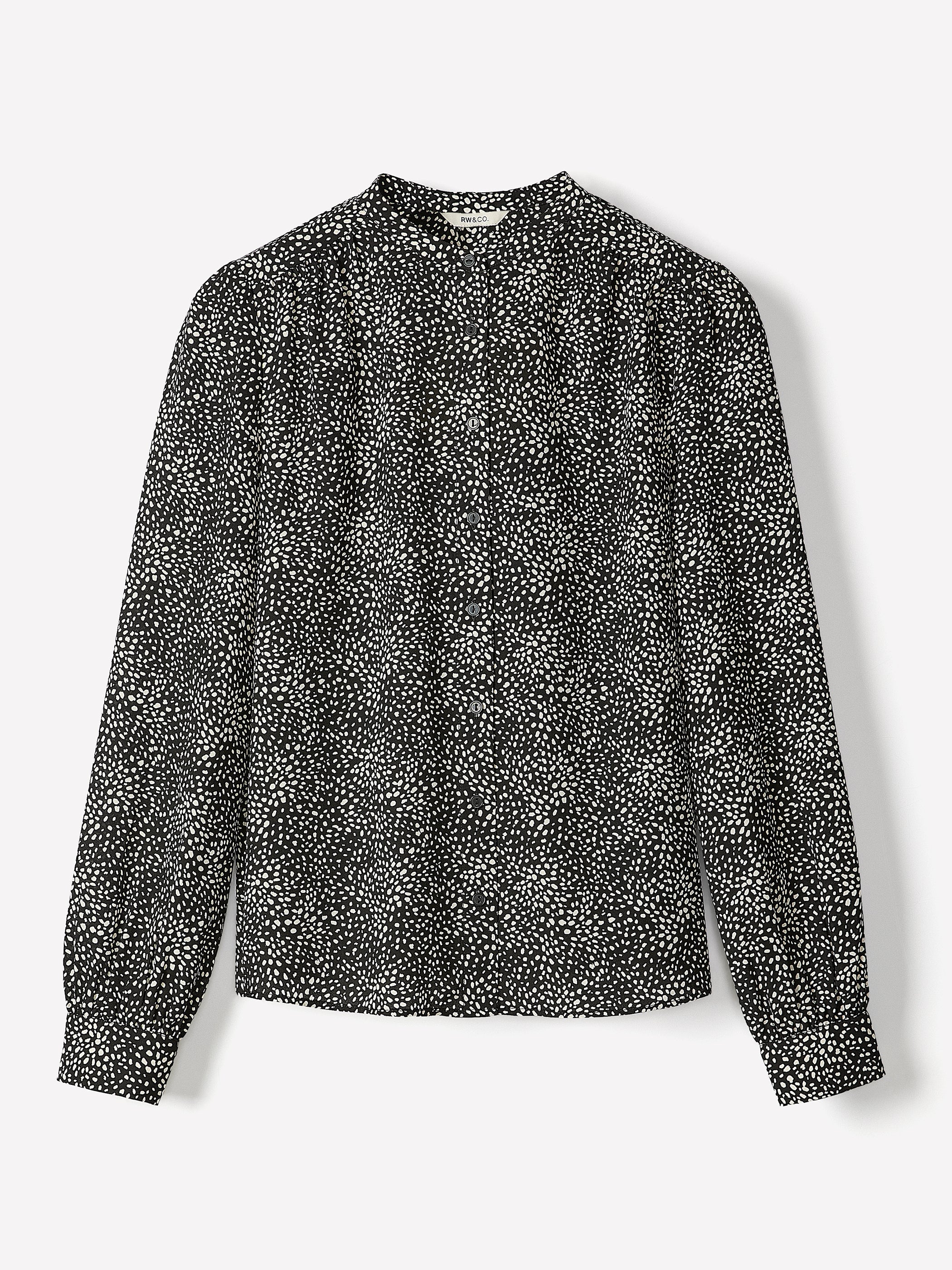 Silky Crepe Long-Sleeve Buttoned-Down Blouse rw&co Exclusive Sale Price
