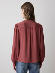 Silky Crepe Long-Sleeve Buttoned-Down Blouse rw&co Exclusive Sale Price