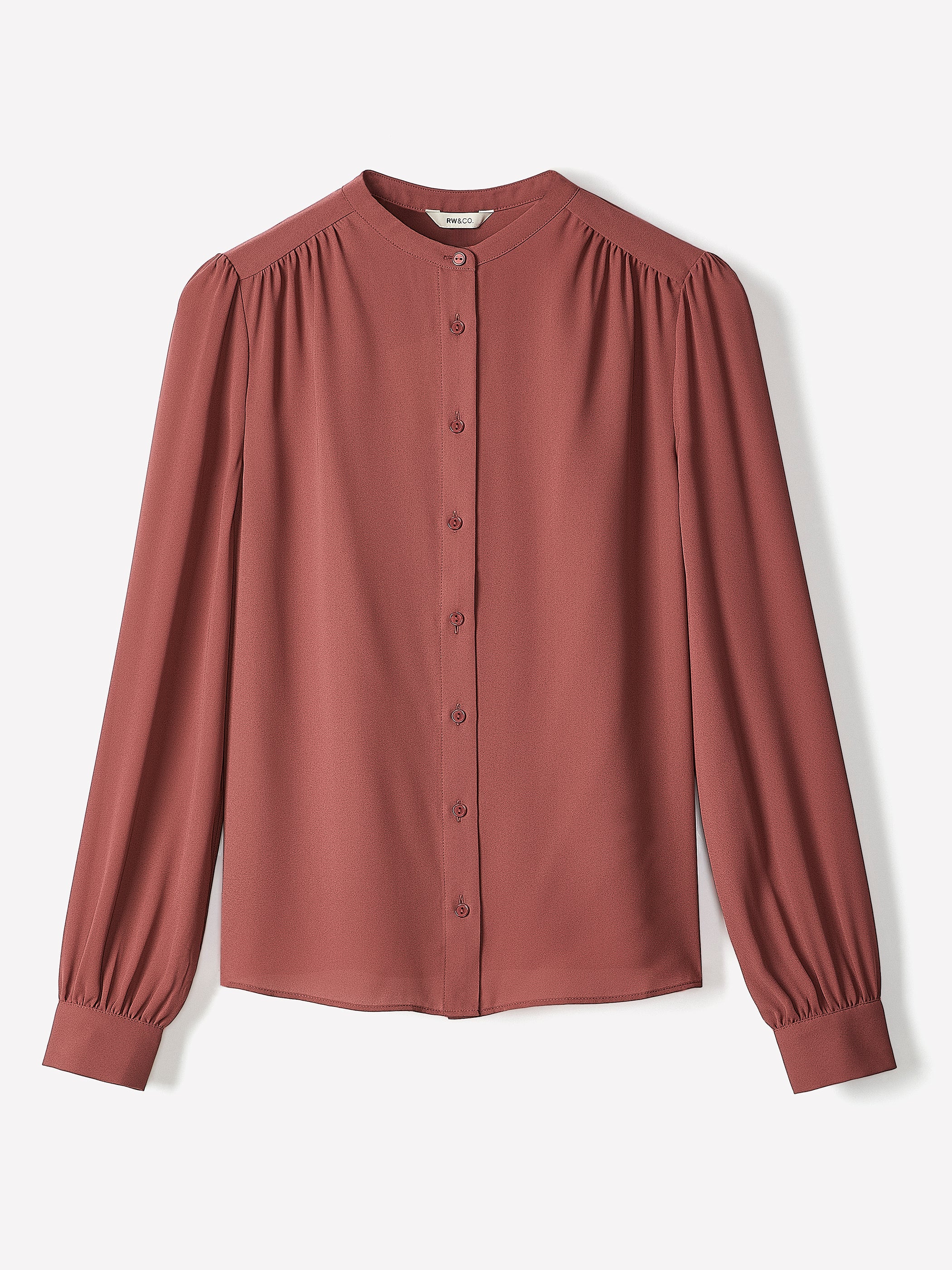 Silky Crepe Long-Sleeve Buttoned-Down Blouse rw&co Exclusive Sale Price