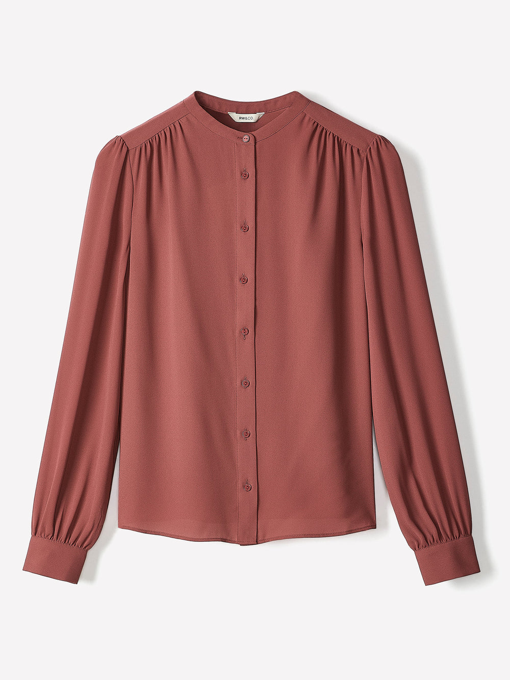 Silky Crepe Long-Sleeve Buttoned-Down Blouse rw&co Exclusive Sale Price