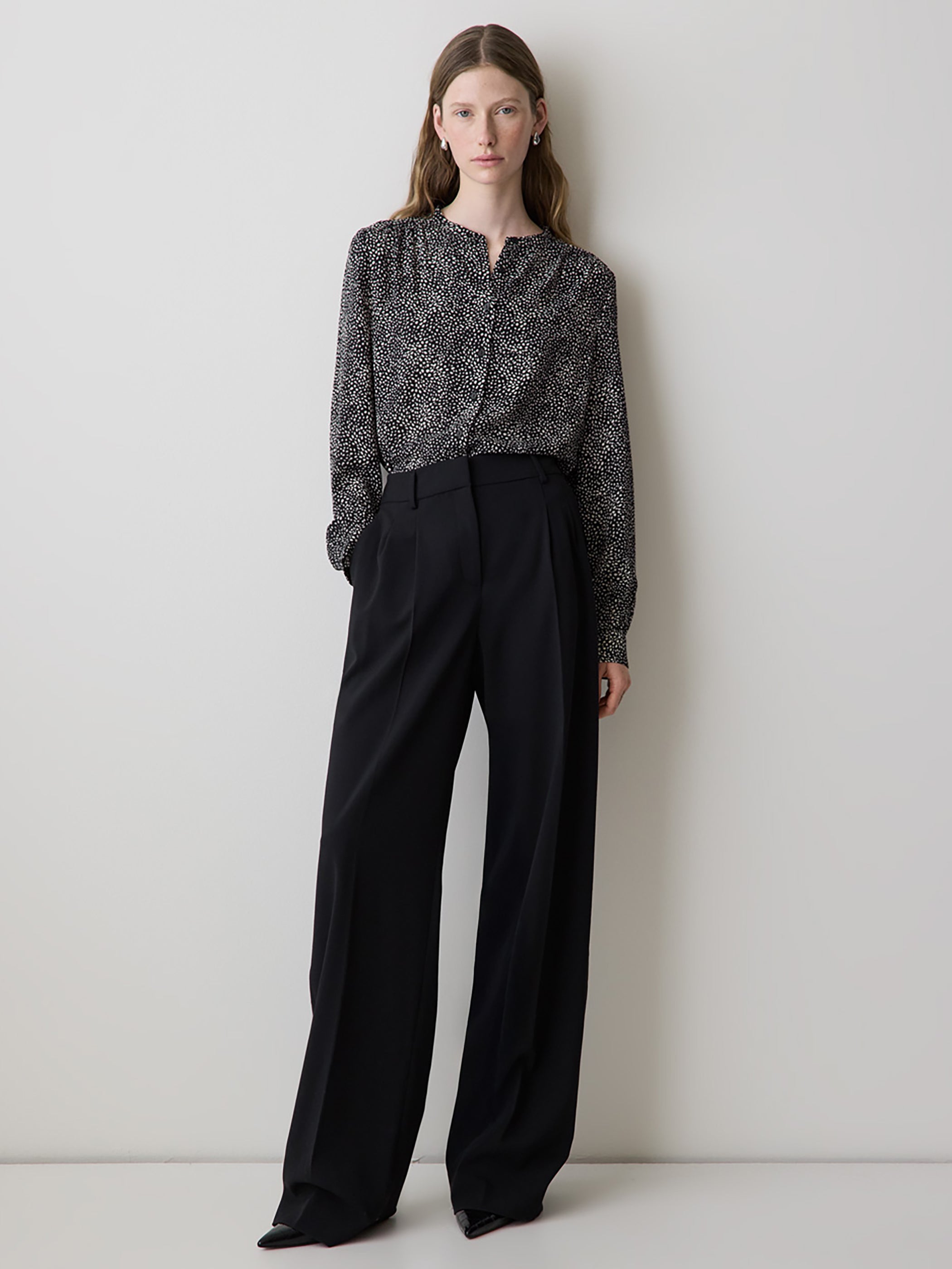 Silky Crepe Long-Sleeve Buttoned-Down Blouse rw&co Exclusive Sale Price