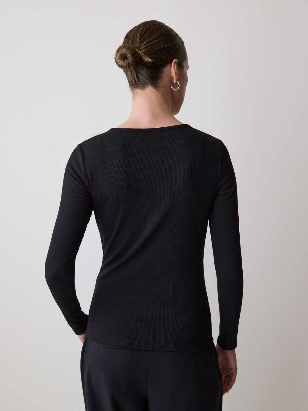 Long-Sleeve Henley Ribbed Top rw&co Special Offer