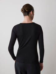 Long-Sleeve Henley Ribbed Top rw&co Special Offer