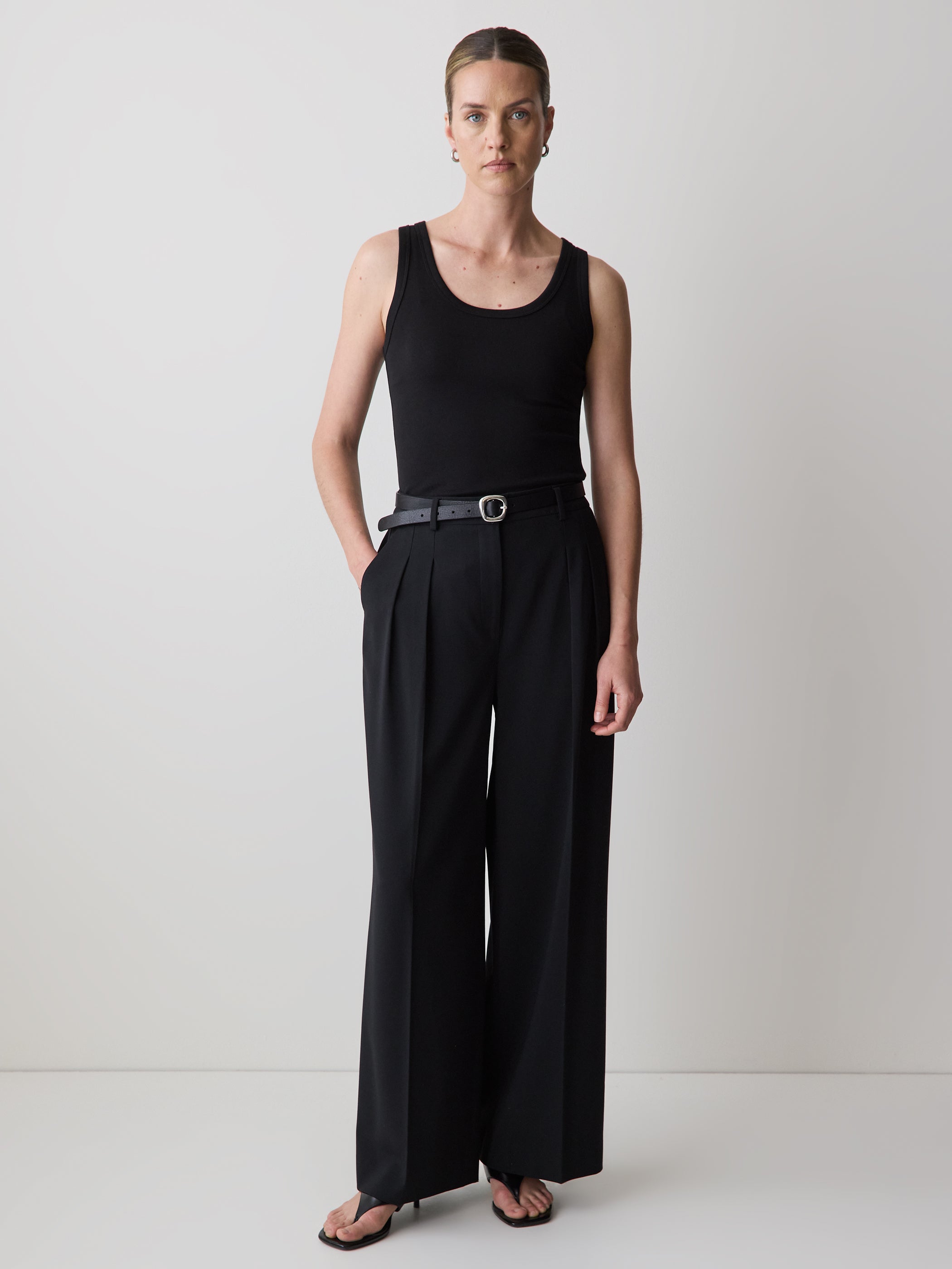 Scoop-Neck Ribbed Tank rw&co Special Offer