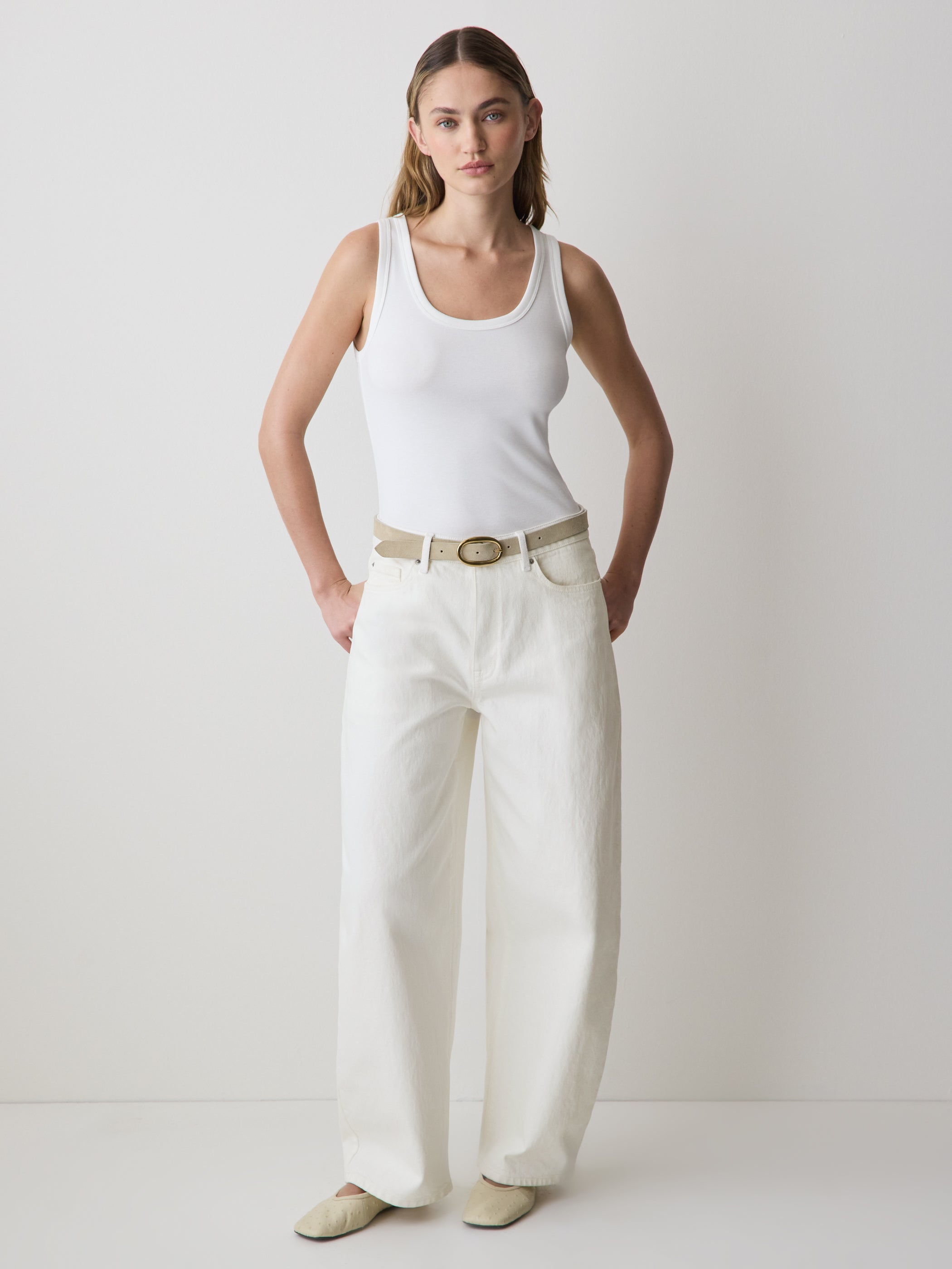 Scoop-Neck Ribbed Tank rw&co Special Offer