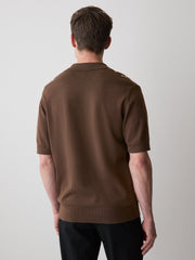 Striped Short-Sleeve Sweater with Johnny Collar rw&co On Sale