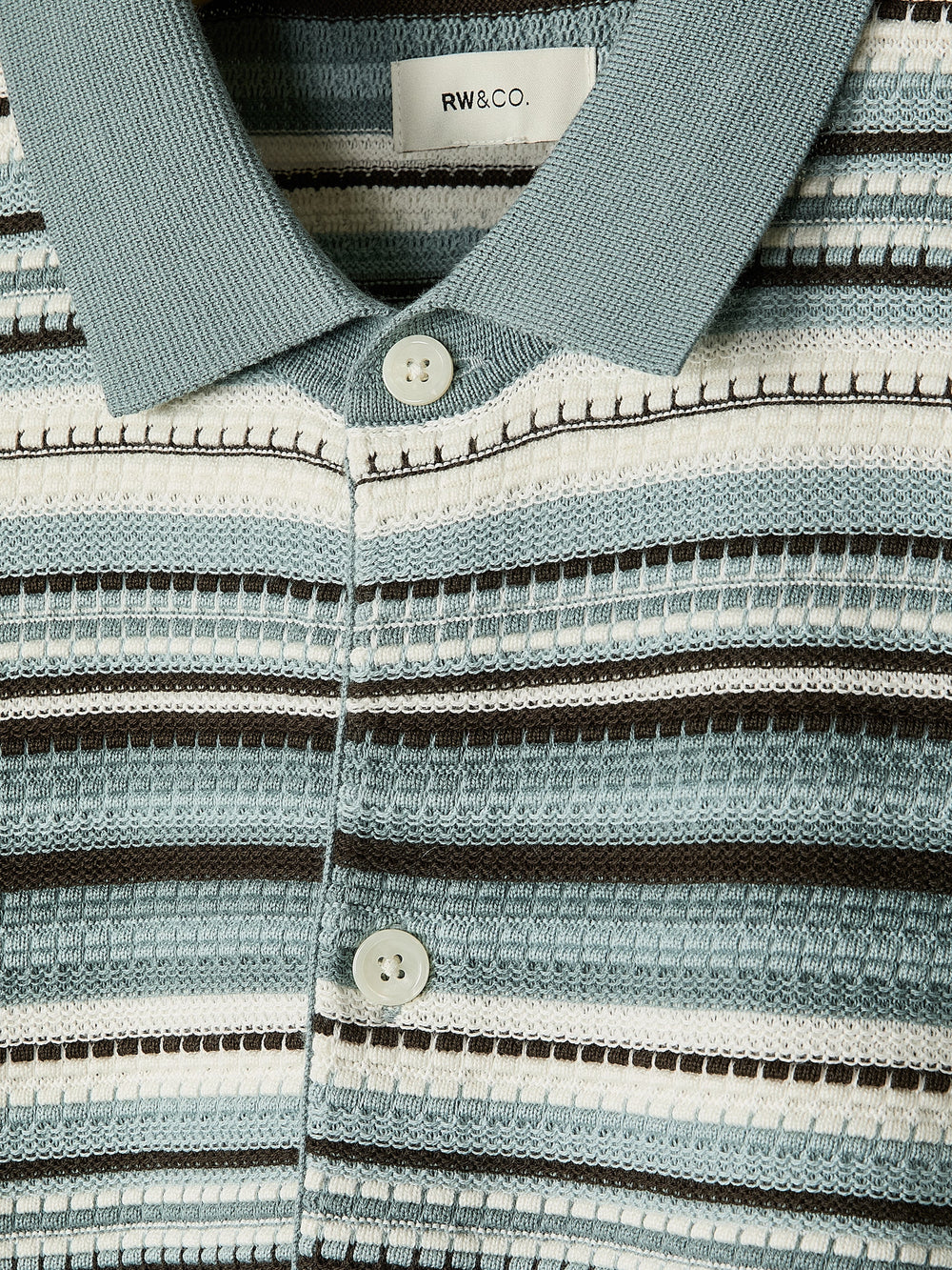 Striped Short-Sleeve Sweater with Shirt Collar rw&co Exclusive Sale Price
