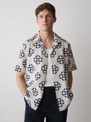 Linen-Blend Short-Sleeve Shirt with Print rw&co Great Value Deal