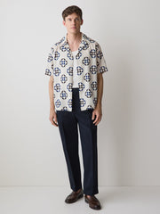 Linen-Blend Short-Sleeve Shirt with Print rw&co Great Value Deal