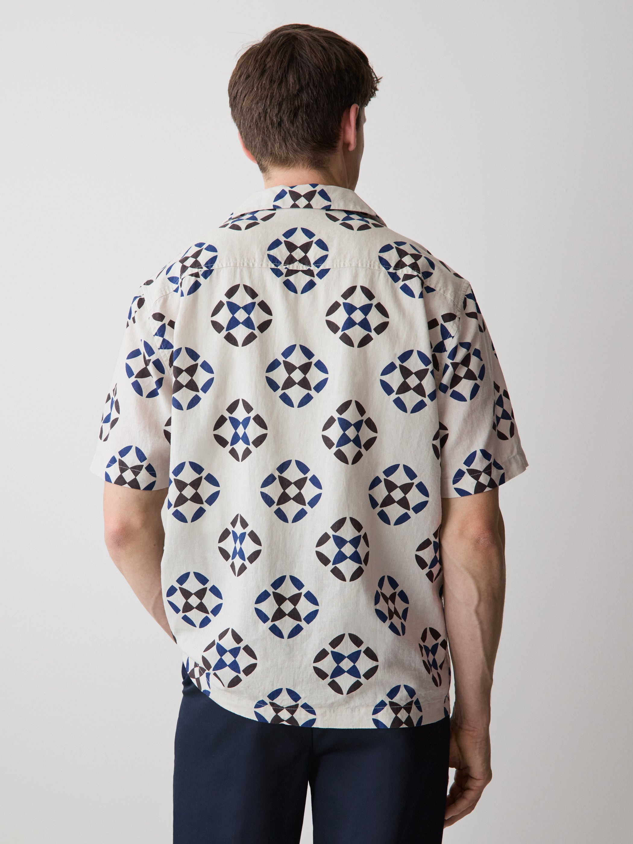 Linen-Blend Short-Sleeve Shirt with Print rw&co Great Value Deal
