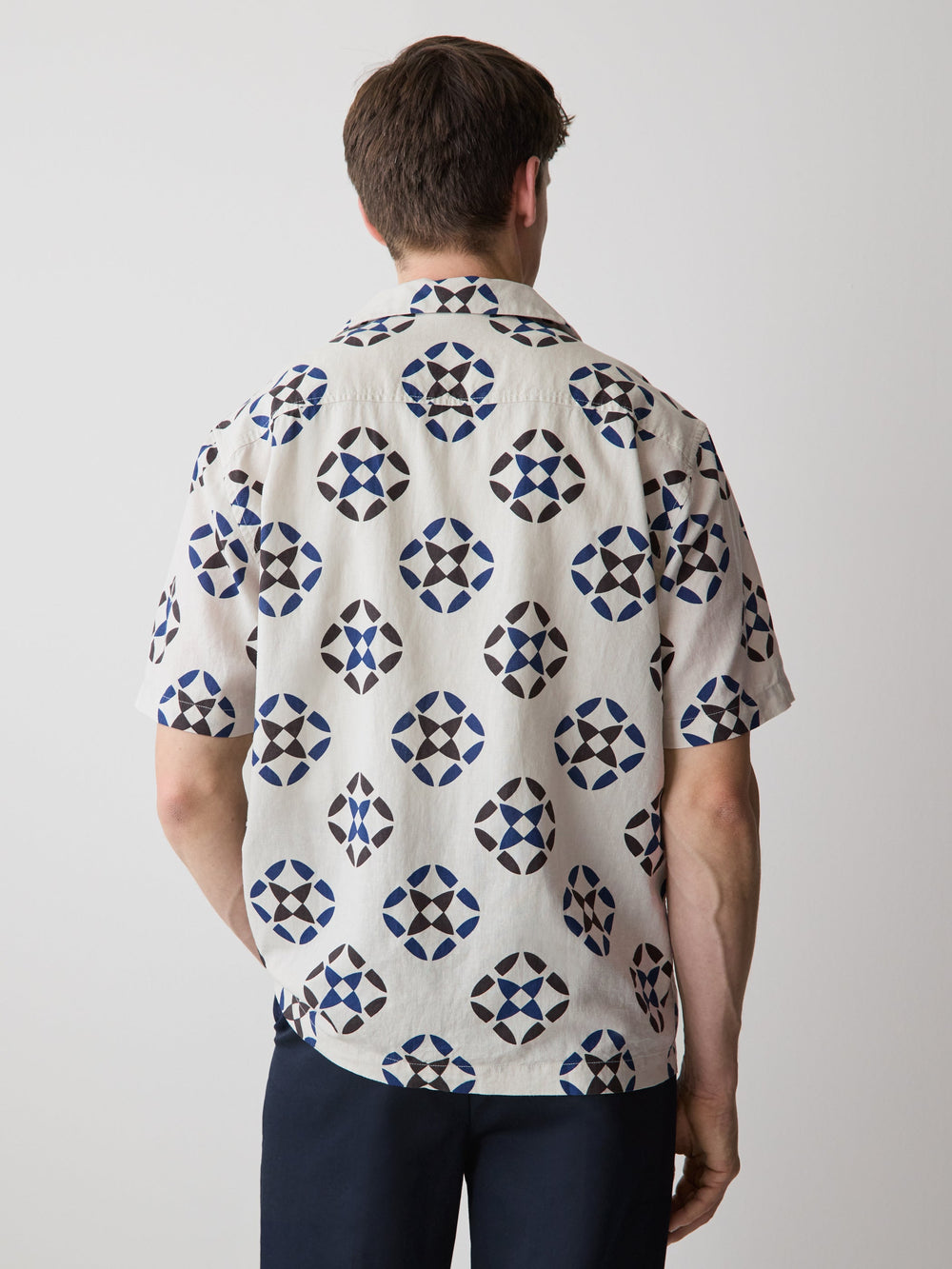 Linen-Blend Short-Sleeve Shirt with Print rw&co Great Value Deal
