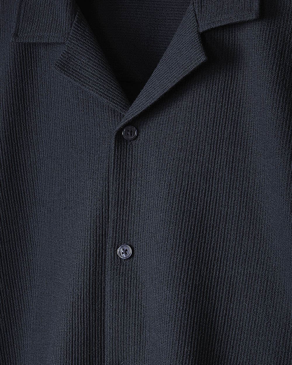Short-Sleeve Textured Shirt with Camp Collar rw&co Limited Time Discount