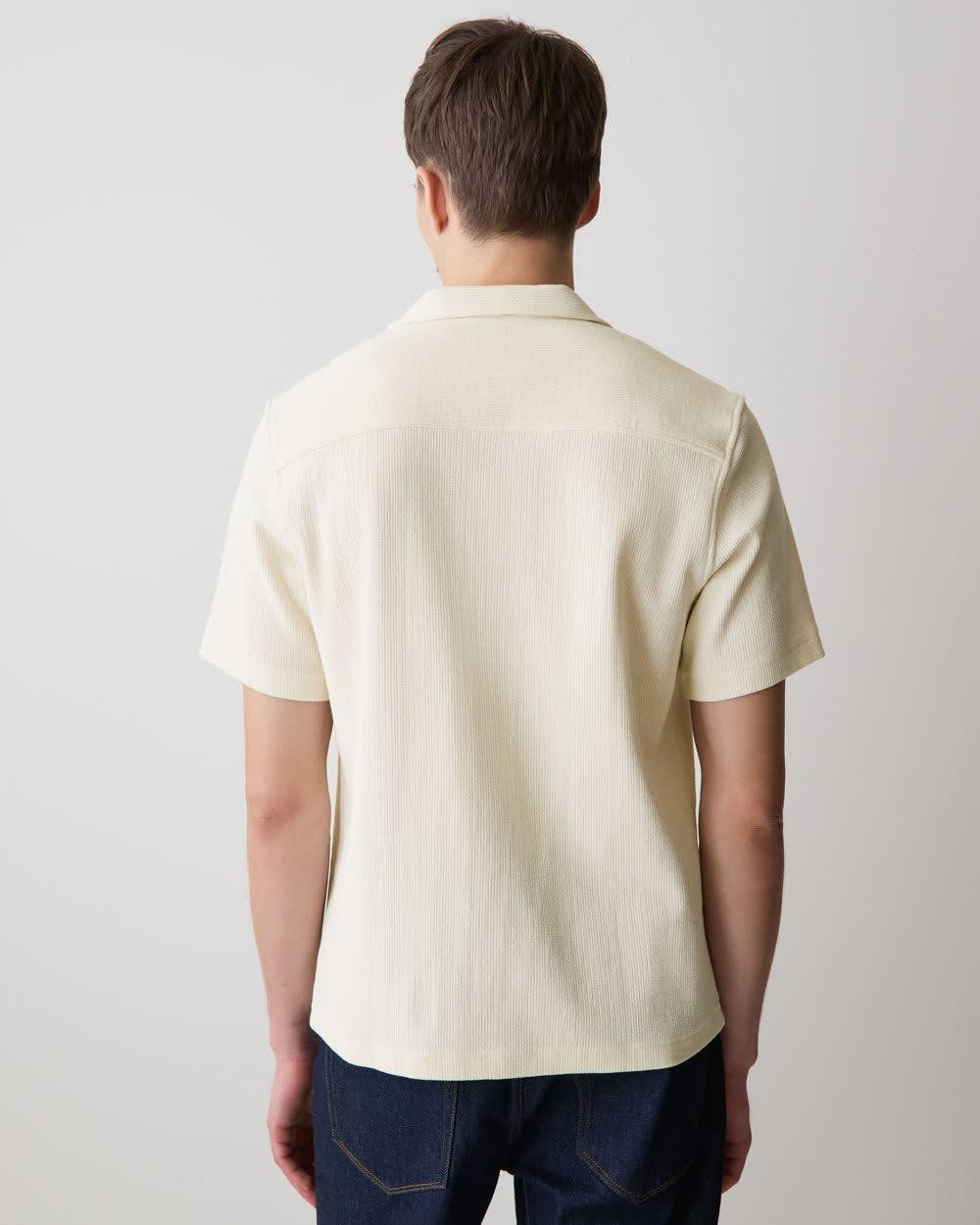 Short-Sleeve Textured Shirt with Camp Collar rw&co Limited Time Discount