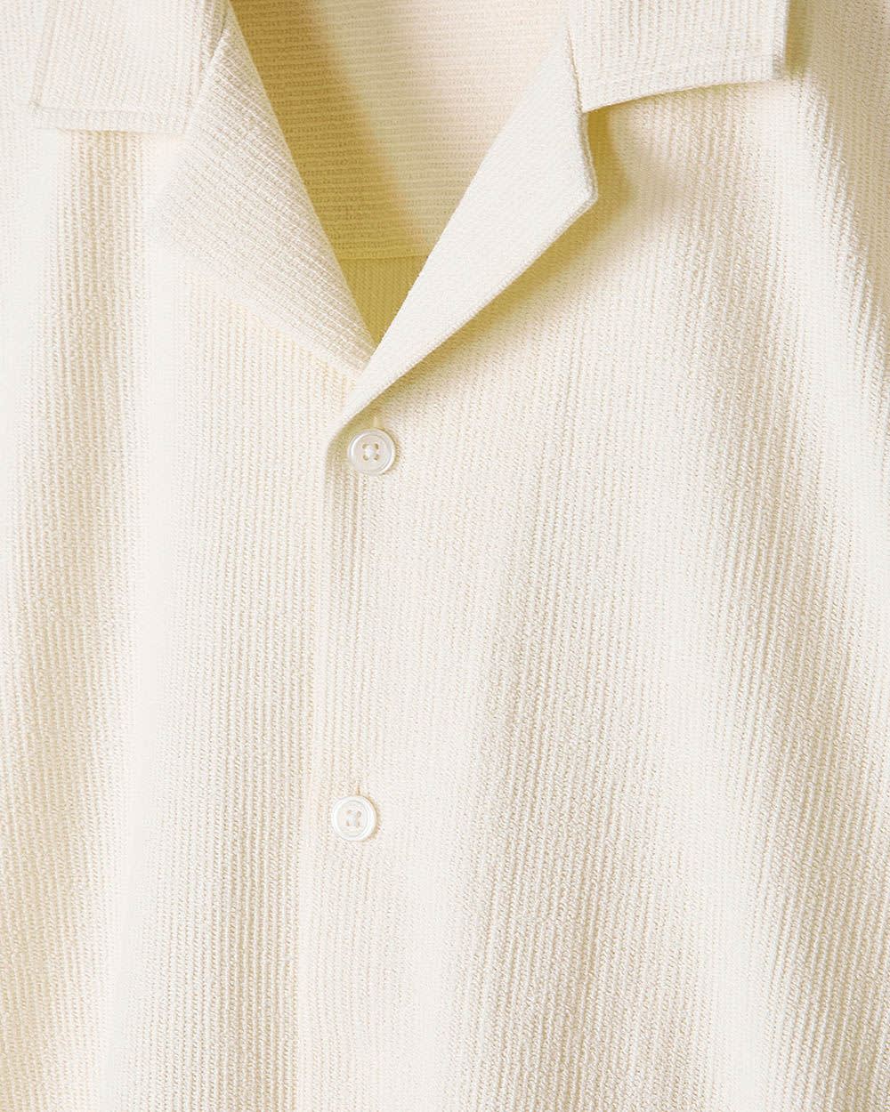 Short-Sleeve Textured Shirt with Camp Collar rw&co Limited Time Discount