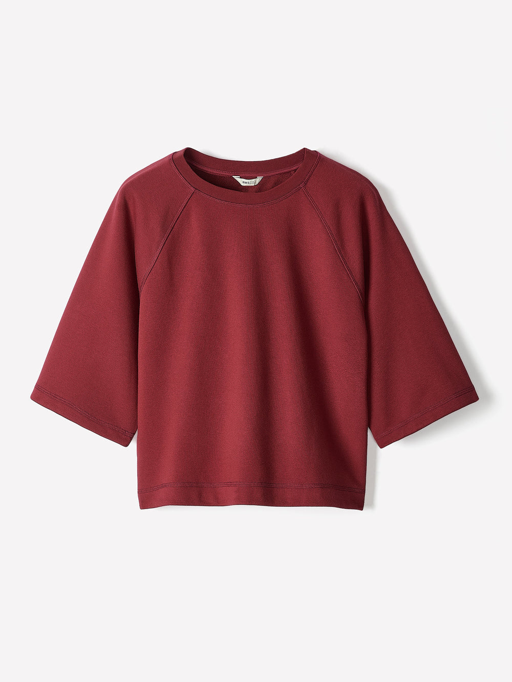 Short-Raglan-Sleeve Crew-Neck French Terry Top rw&co Special Promo Price