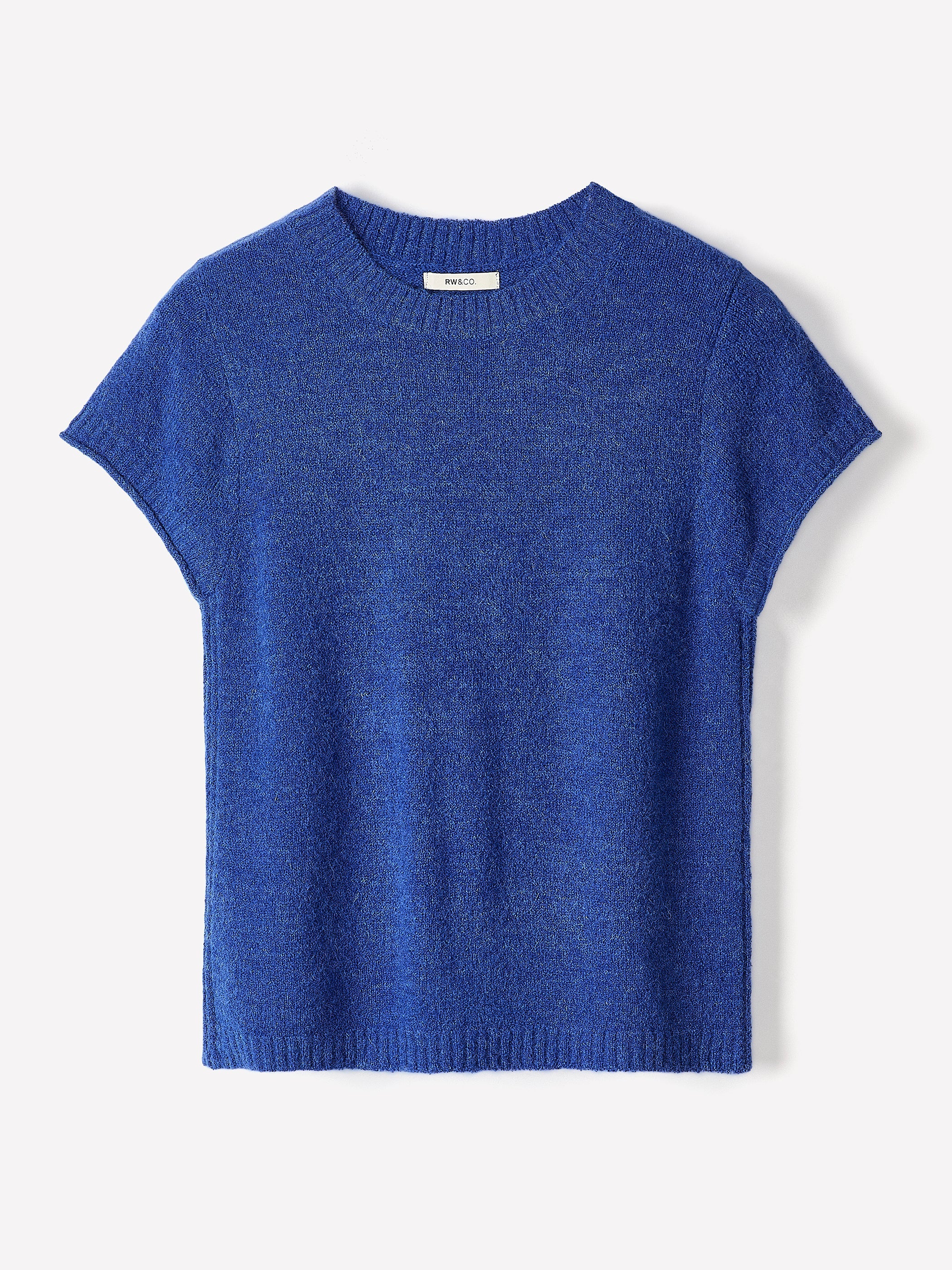 Wool-Blend Cap-Sleeve Crew-Neck Boxy Sweater rw&co Limited Time Discount