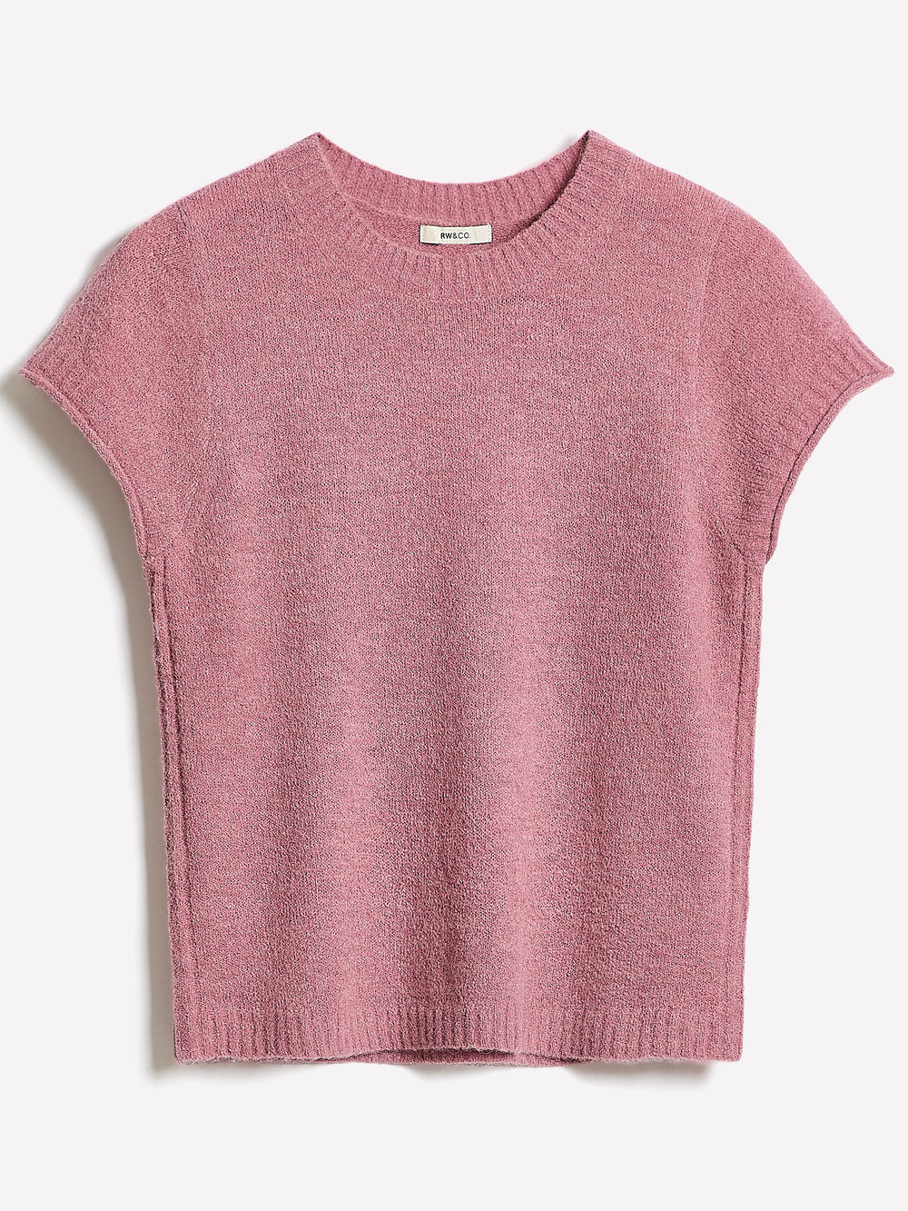 Wool-Blend Cap-Sleeve Crew-Neck Boxy Sweater rw&co Limited Time Discount