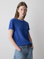 Wool-Blend Cap-Sleeve Crew-Neck Boxy Sweater rw&co Limited Time Discount