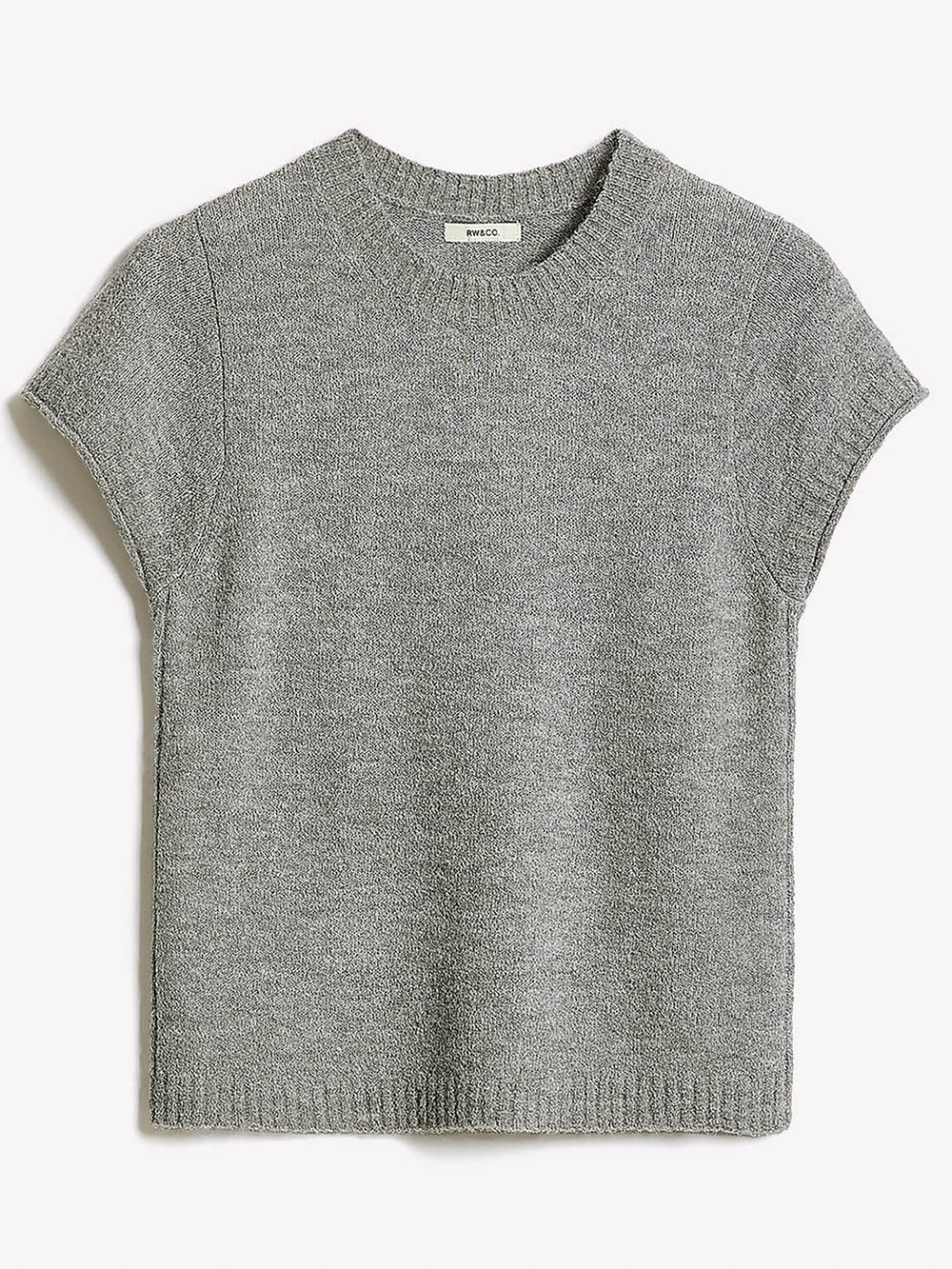 Wool-Blend Cap-Sleeve Crew-Neck Boxy Sweater rw&co Limited Time Discount