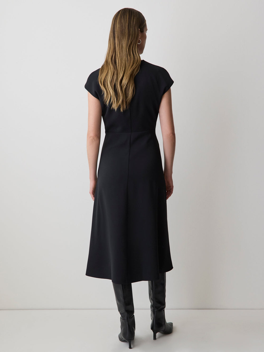 Extended-Sleeve V-Neck Twill Midi Dress rw&co Exclusive Sale Price