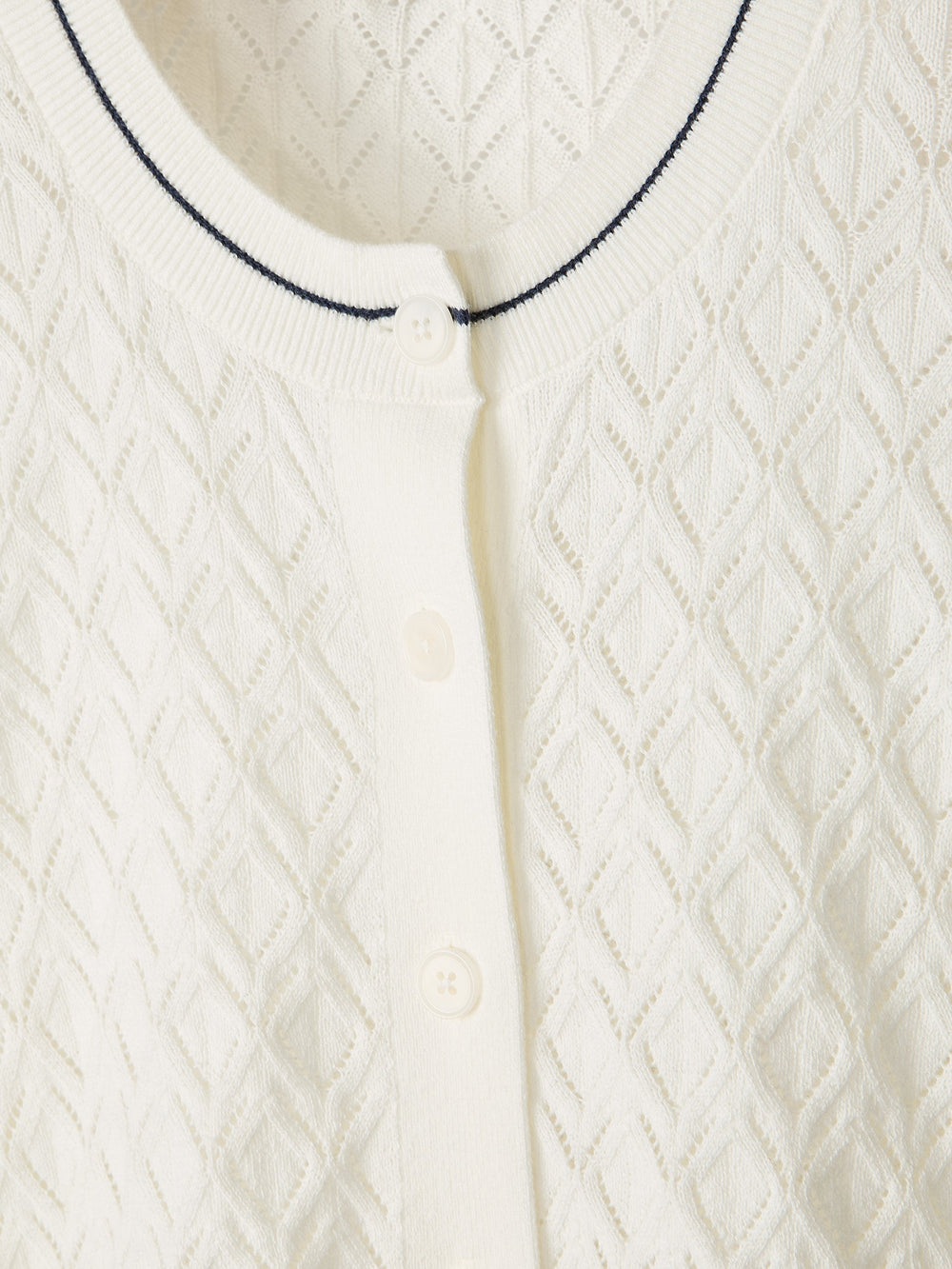 Long-Sleeve Crew-Neck Cardigan with Pointelle Stitches rw&co Great Value Deal