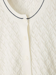 Long-Sleeve Crew-Neck Cardigan with Pointelle Stitches rw&co Great Value Deal