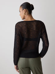 Long-Sleeve Crew-Neck Mesh Sweater rw&co Special Promo Price