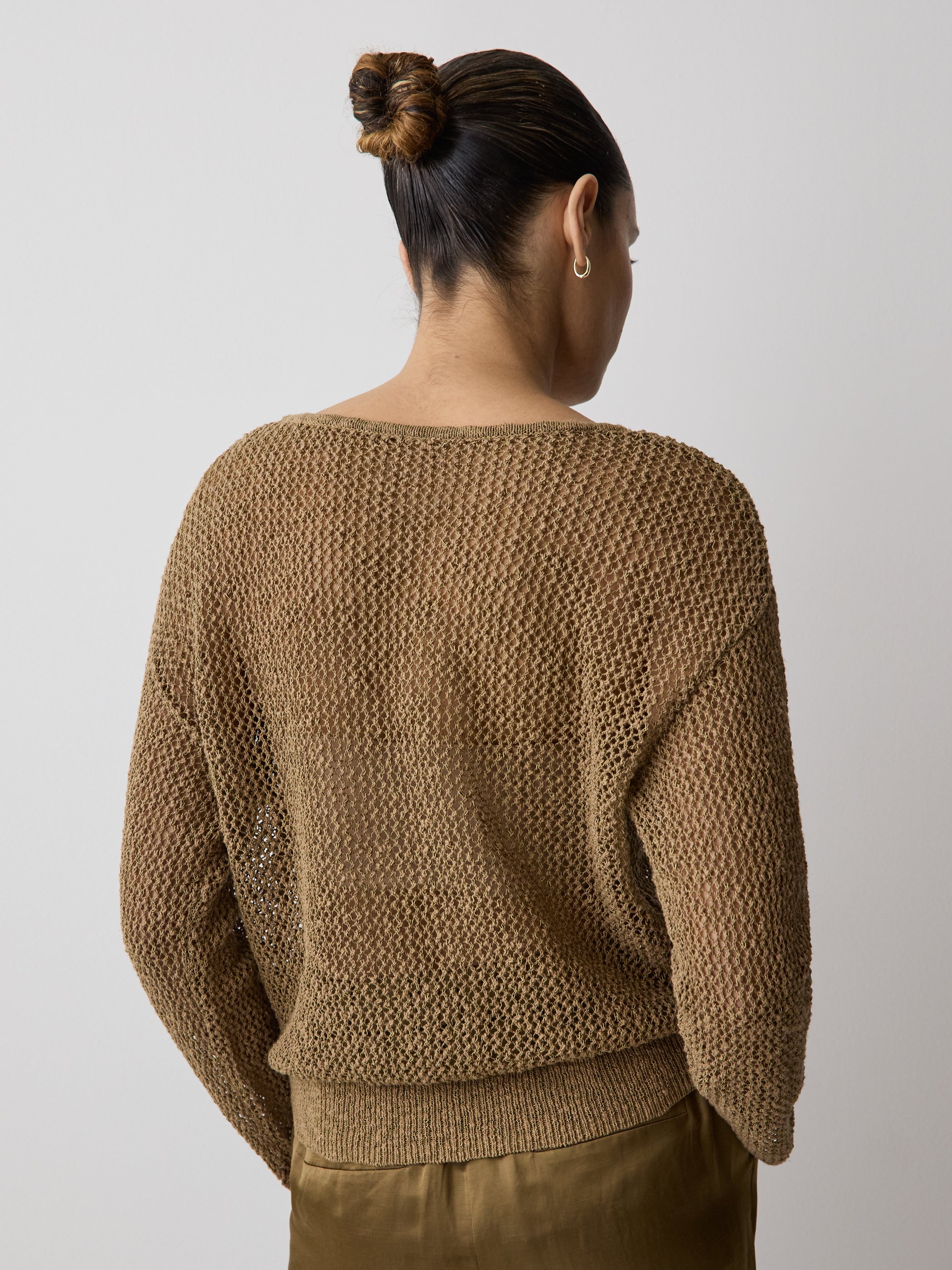Long-Sleeve Crew-Neck Mesh Sweater rw&co Special Promo Price