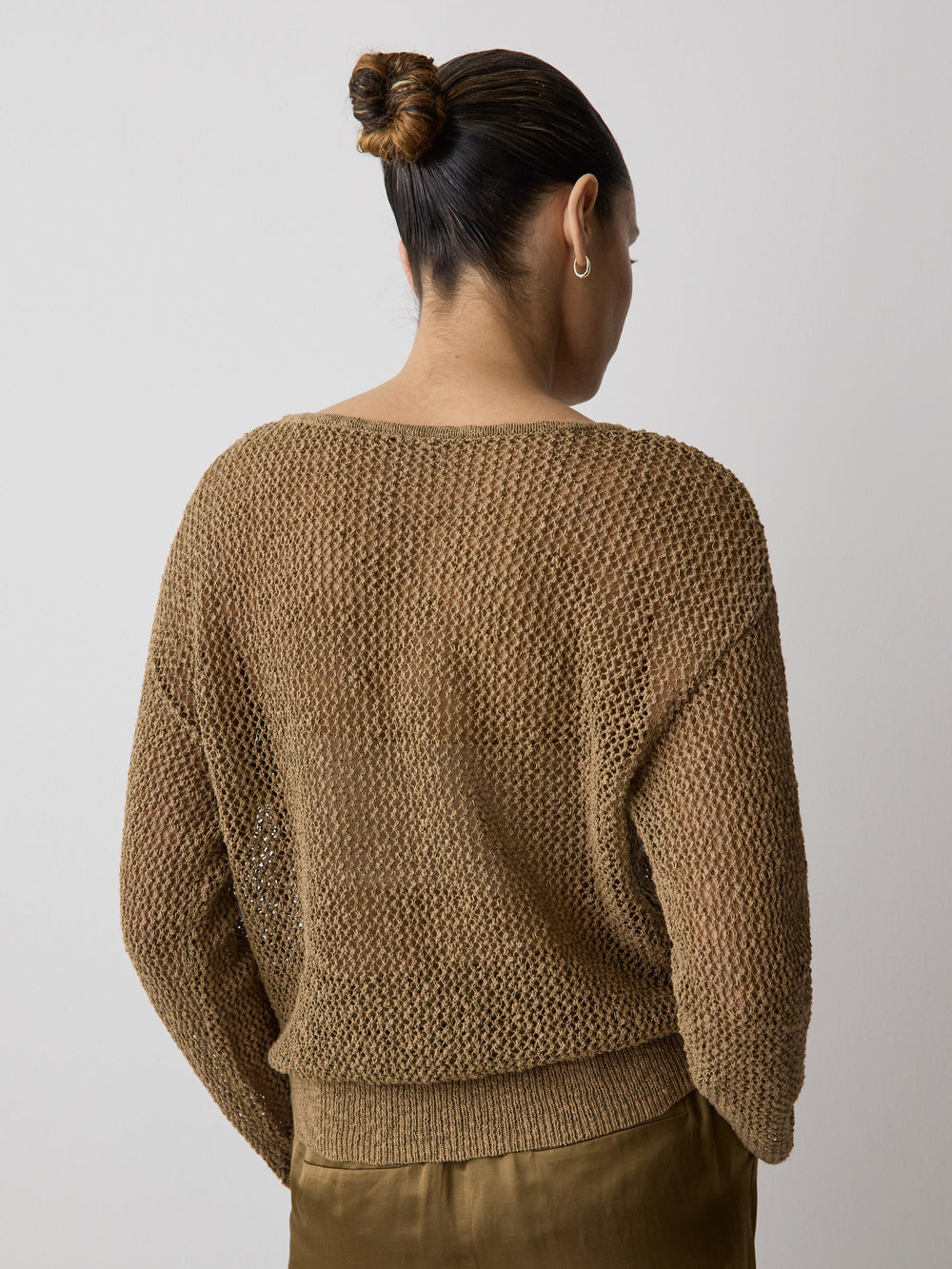 Long-Sleeve Crew-Neck Mesh Sweater rw&co Special Promo Price