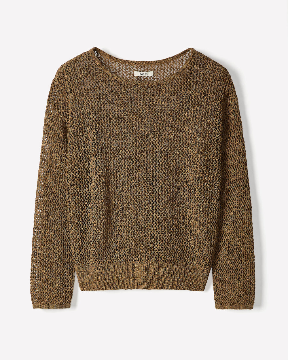 Long-Sleeve Crew-Neck Mesh Sweater rw&co Special Promo Price