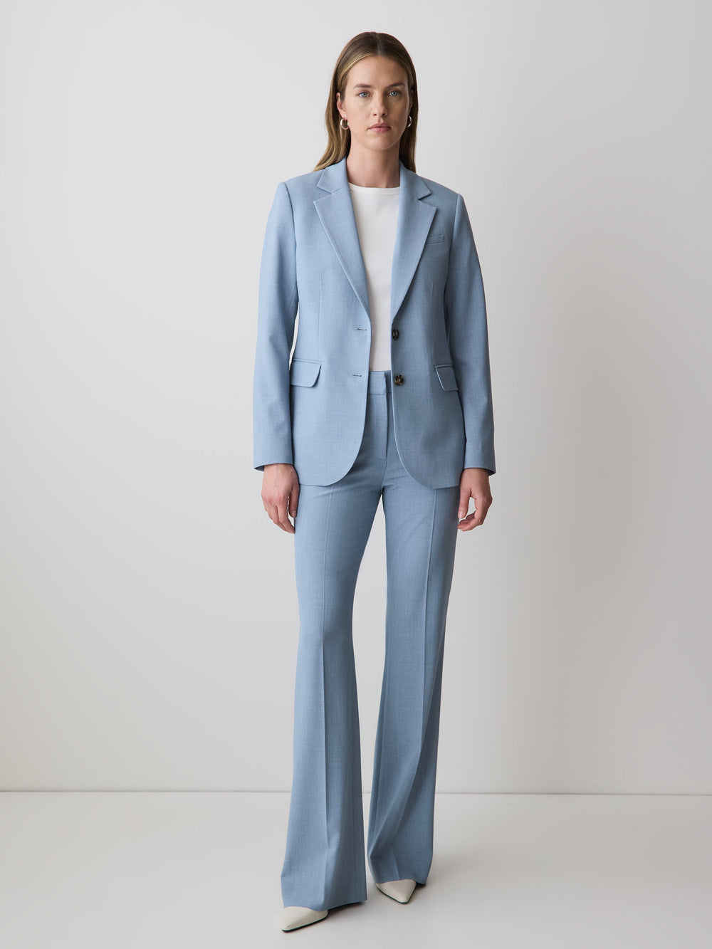 Light Blue Two-Button Fitted Blazer rw&co On Sale