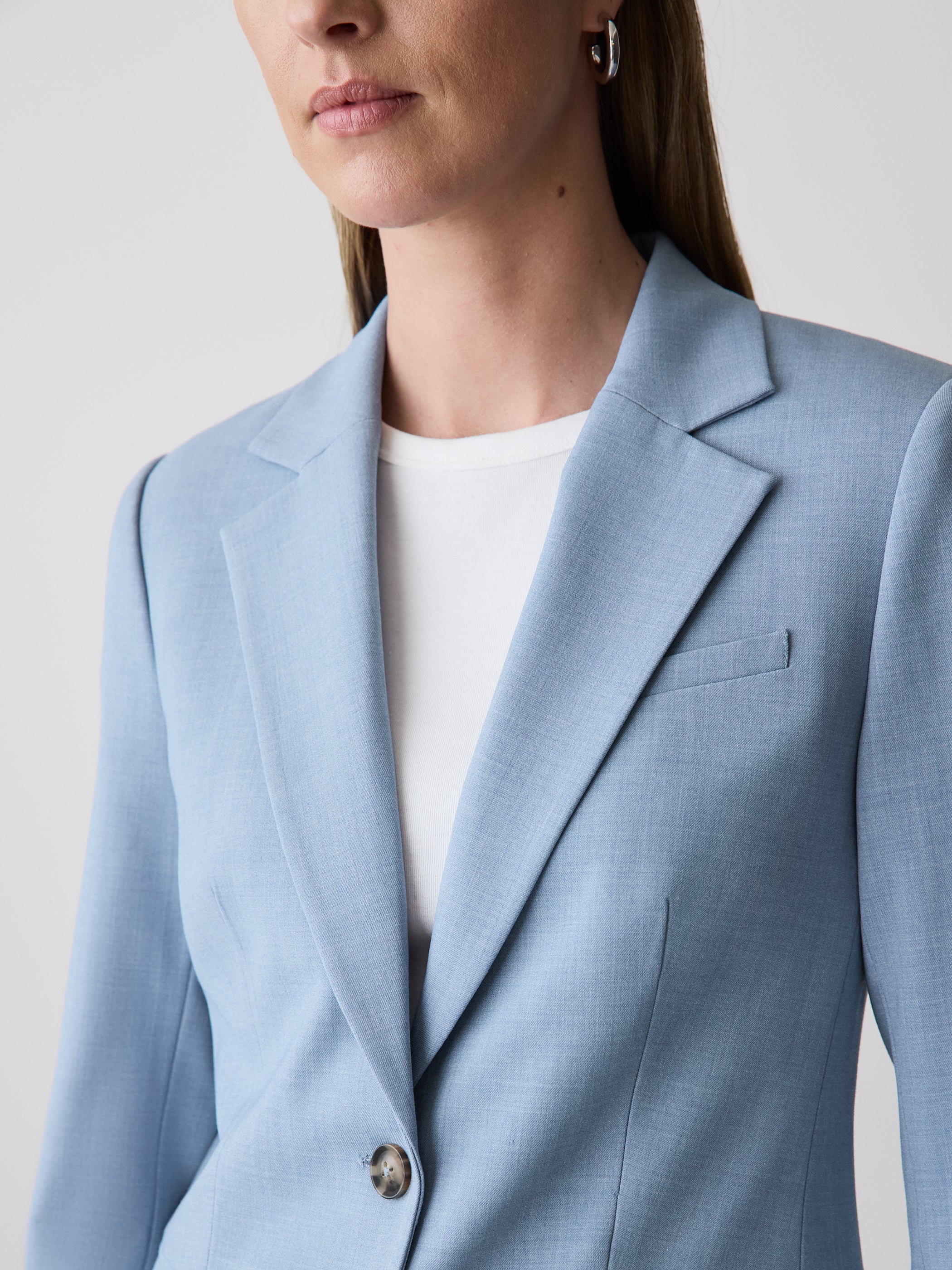 Light Blue Two-Button Fitted Blazer rw&co On Sale