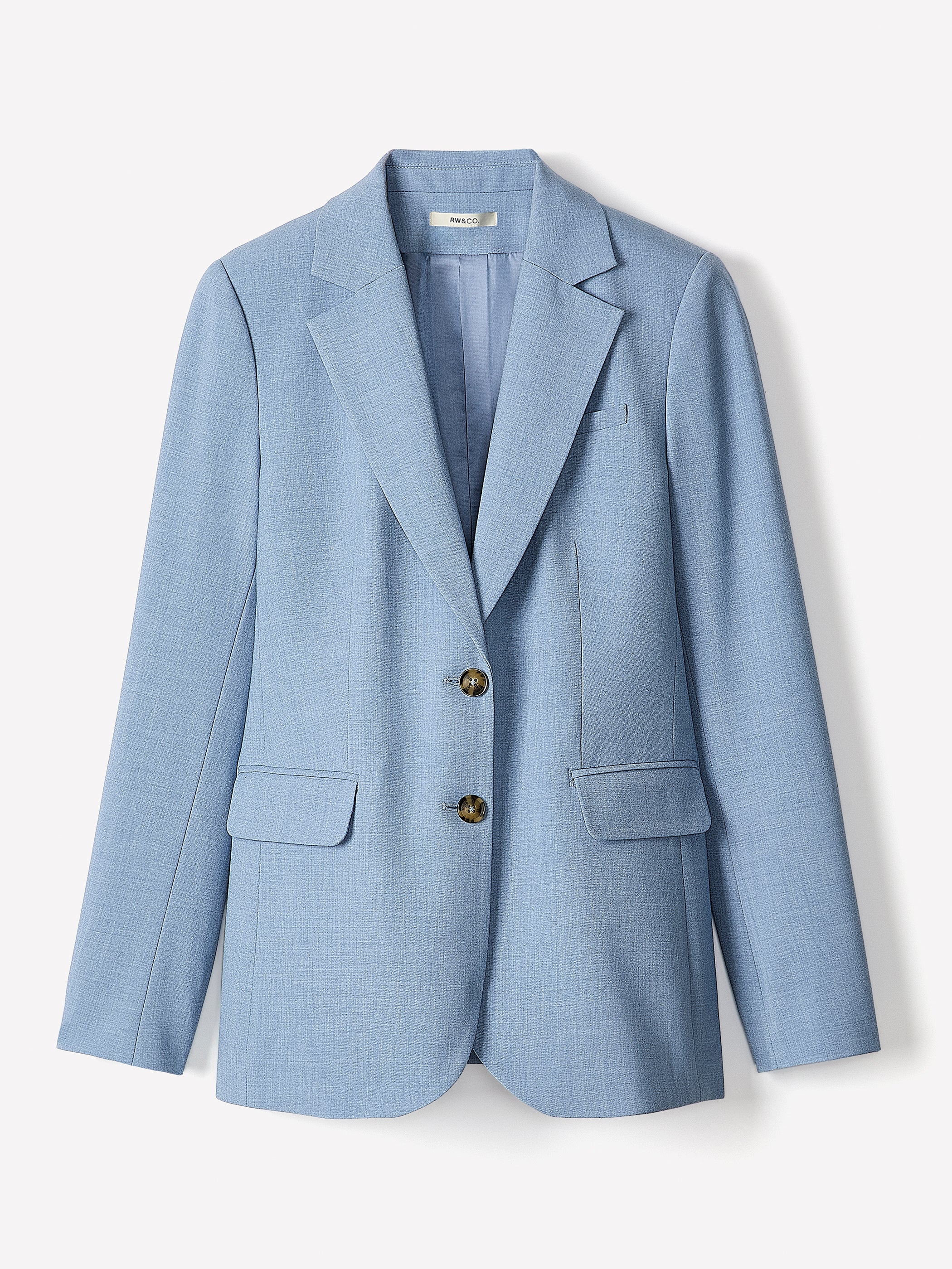 Light Blue Two-Button Fitted Blazer rw&co On Sale