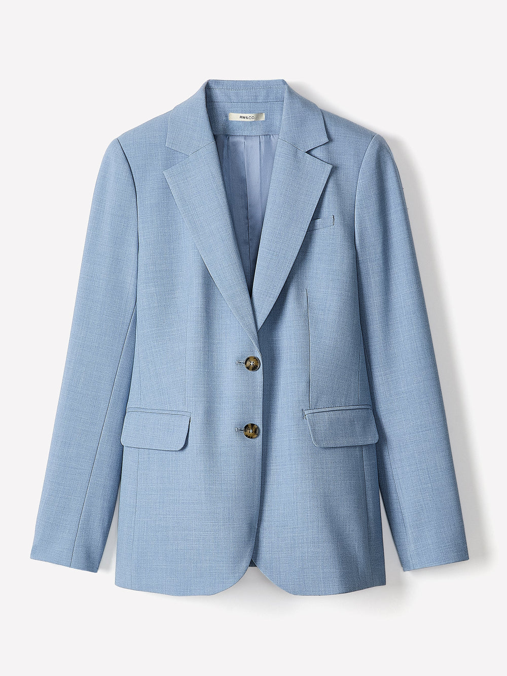 Light Blue Two-Button Fitted Blazer rw&co On Sale