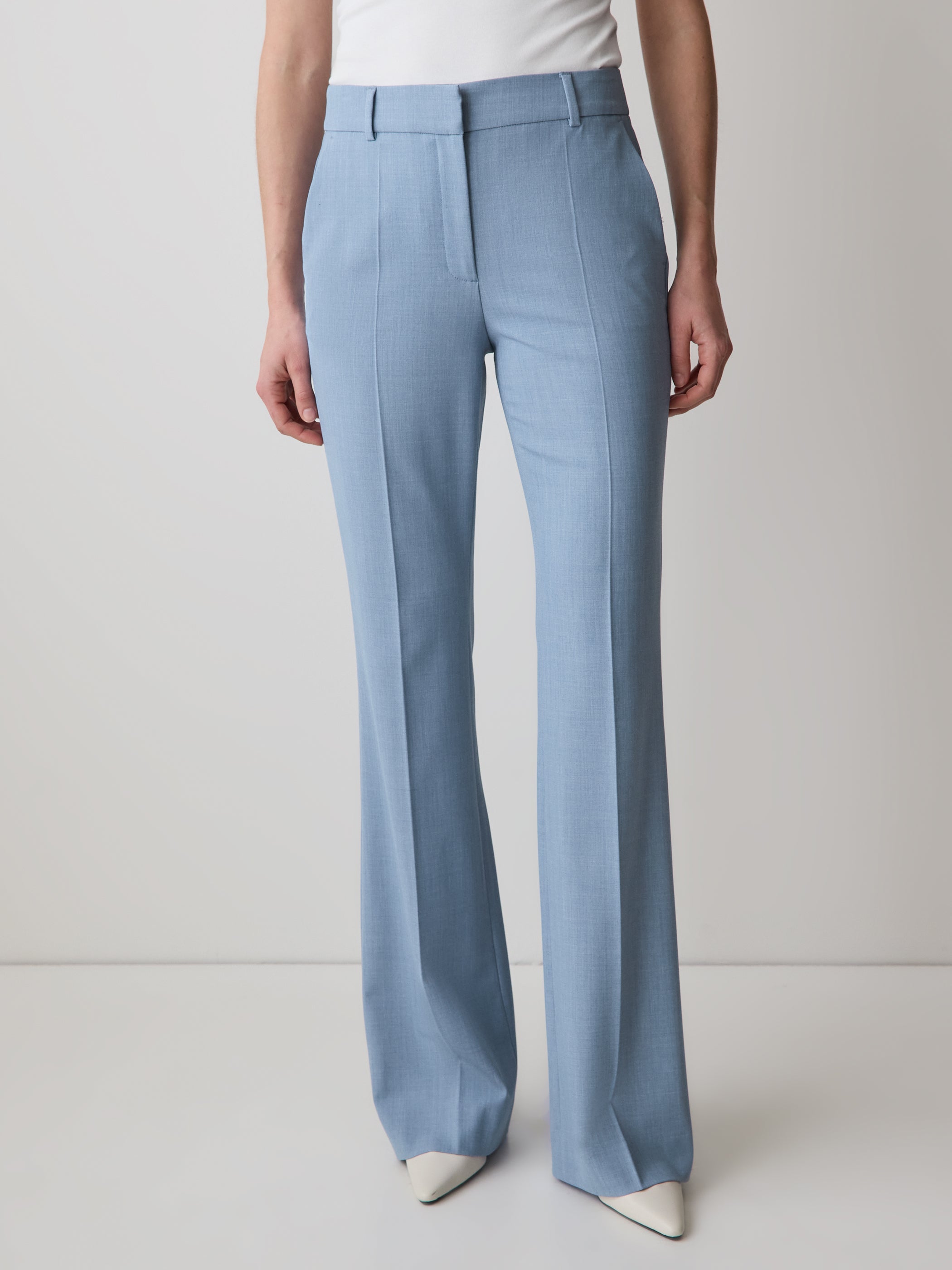 Light Blue Mid-Rise Flare-Leg Pant rw&co Special Offer