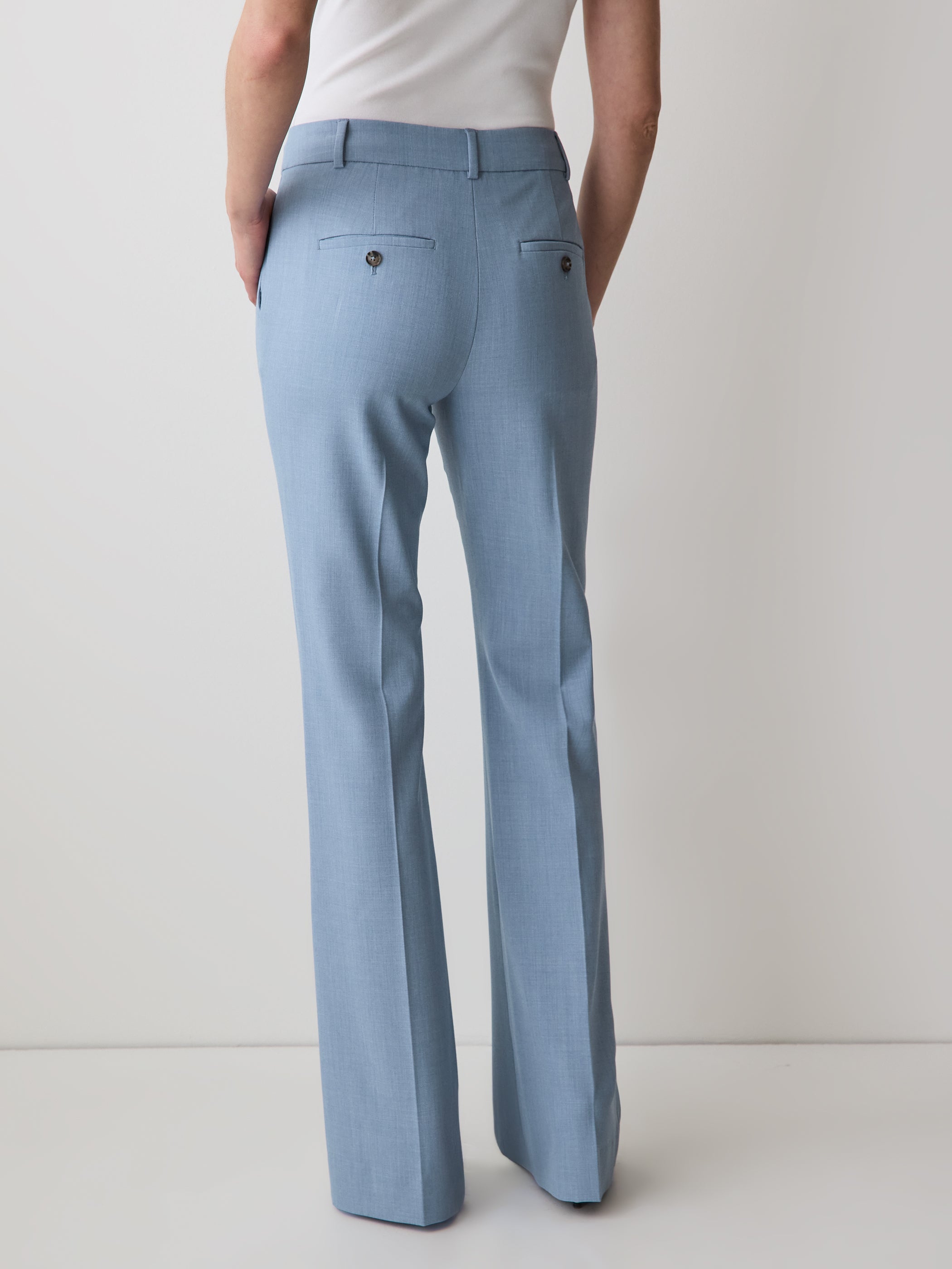 Light Blue Mid-Rise Flare-Leg Pant rw&co Special Offer
