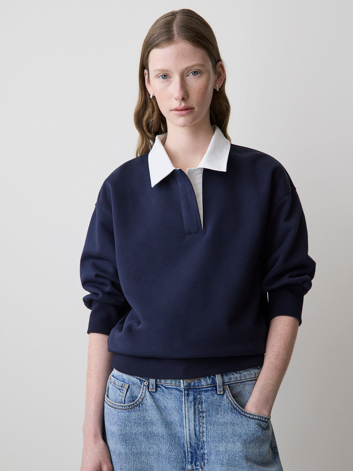 Long-Sleeve French Terry Polo rw&co Exclusive Sale Price